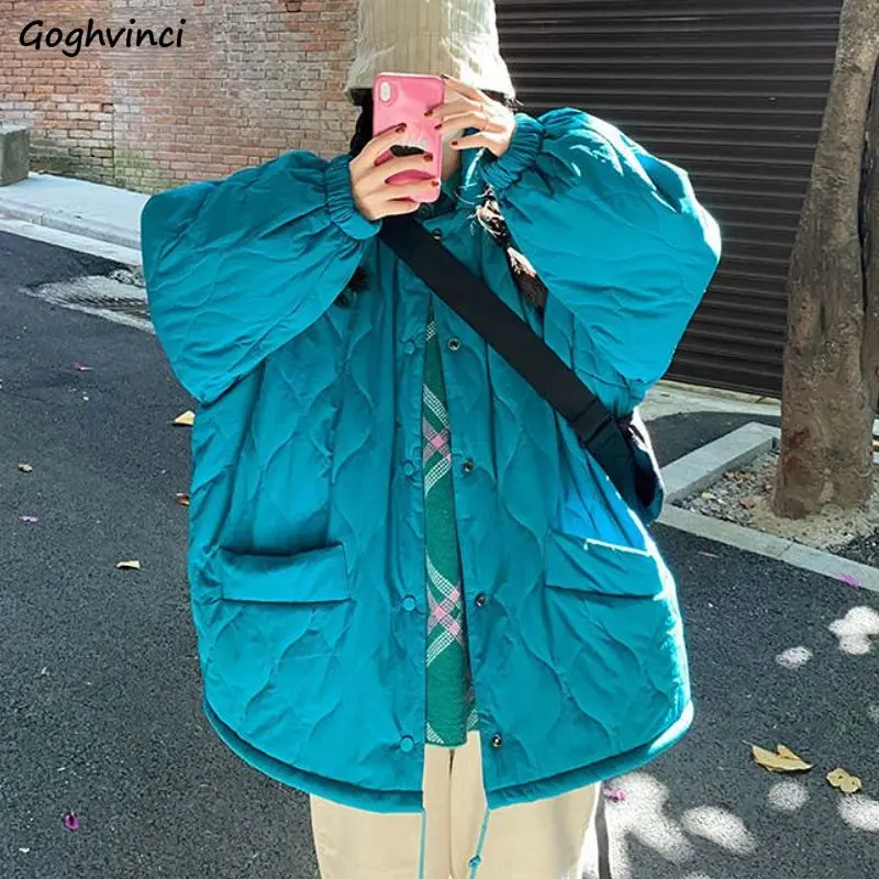 

Парка BF Женская винтажная в стиле ольччан, модная однотонная свободная уличная одежда, простая универсальная зимняя верхняя одежда в стиле ...