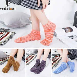5 Pairs Colorful Five Finger Socks Woman Girl Striped Novelty Fashion Breathable Harajuku Happy Sock