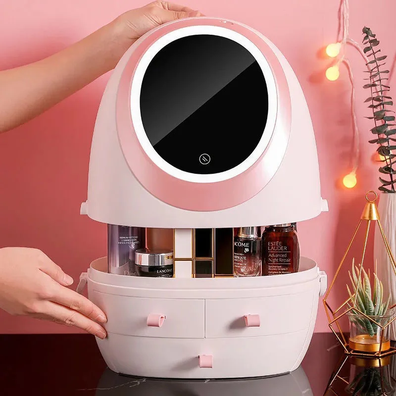 Skin Care Mini Fridge with LED Light Mirror Prossional Cosmetics Beauty Refrigerator for Car Home Travel USB Charging New BX60