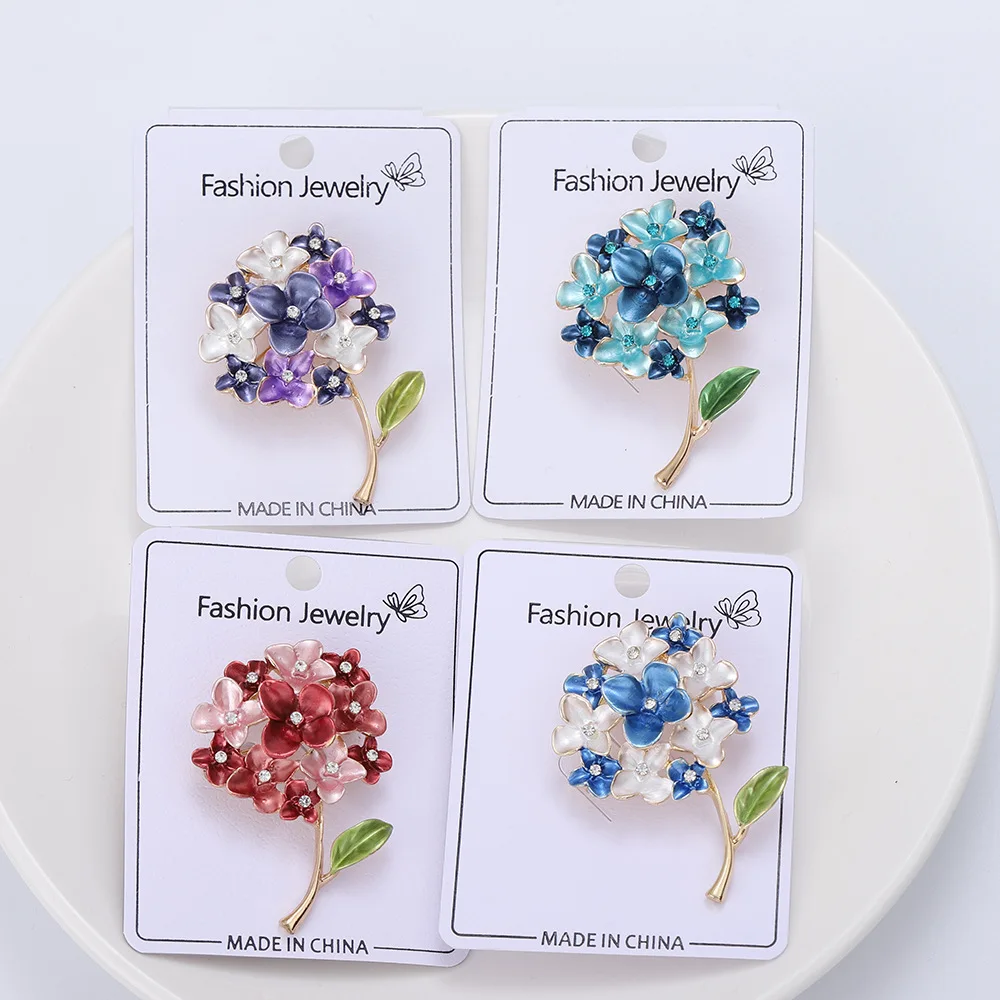 

Enamel Purple Red Blue Lilac Hydrangea Brooches for Women Fashion Flower Suit Collar Lapel Pins Party Brooch Accessories Gifts