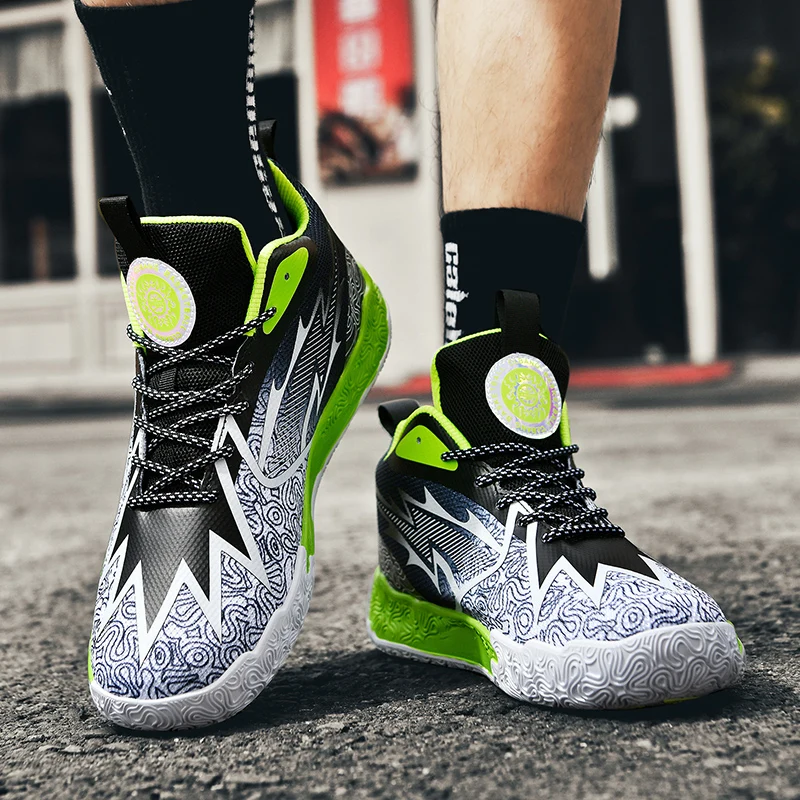 Мужские баскетбольные туфли дышащая обувь с высоким верхом повседневная