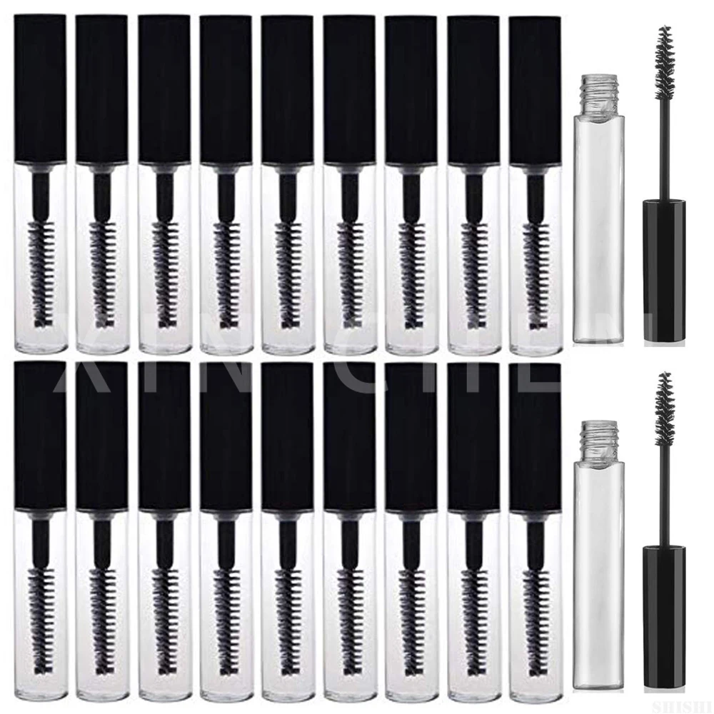 

20 PCS 10ML Mascara Tubes Empty Eyelash Cream Refillable Clear Bottles Cosmetic Sample Container with Black Eyelash Brush Stick