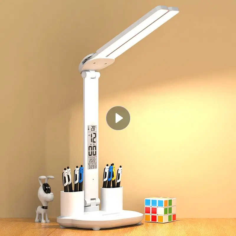 

LED Desk Lamp Multifunction Table Lamp With Calendar USB Touch Night Light With Pen Holder For Home Bedroom Reading Study Lamp