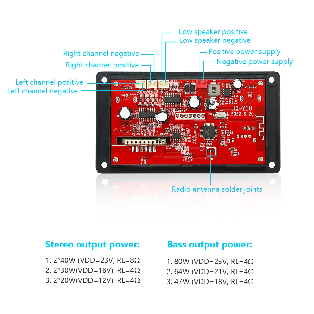 2*40 Вт 80 усилитель Bluetooth 5 0 бас MP3-плеер декодер плата DC 7 в-23 в автомобильный