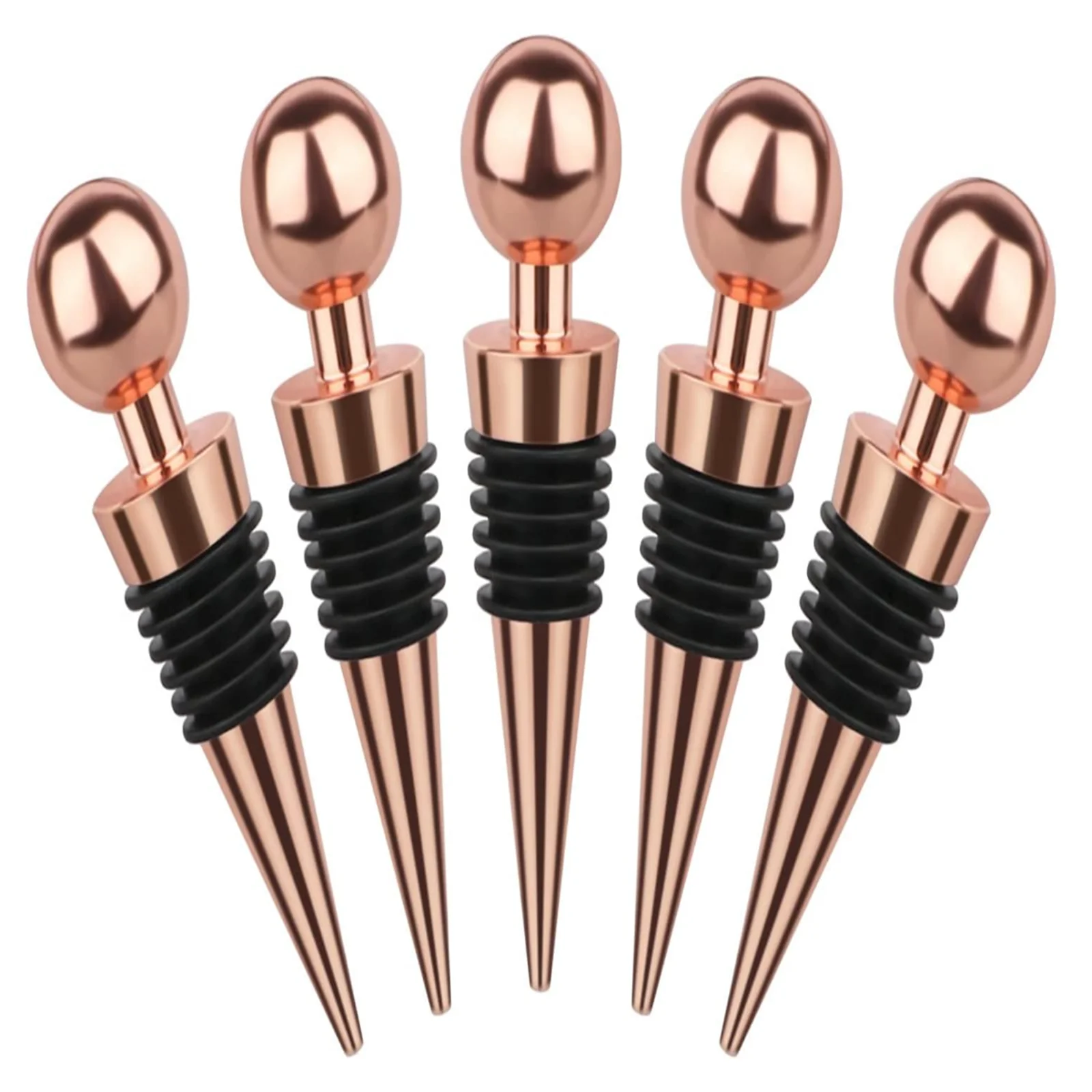 

Stainless Steel Wine Stopper Protector Reusable Wine Stopper for Gifts, Bars, Holiday Parties, Weddings Keep Wine Fresh (5pcs, R