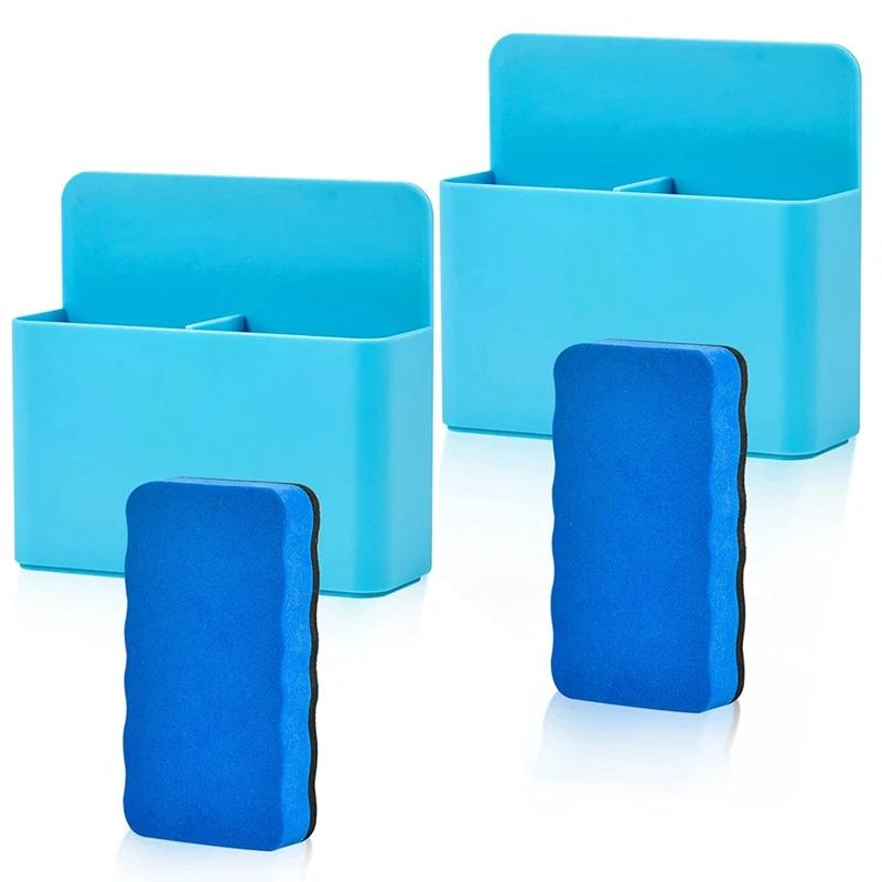 

2 Pack Magnetic Dry Erase Marker Holder, 2 Pack Magnetic Whiteboard Eraser, Magnet Pen Holder Organizer Holde