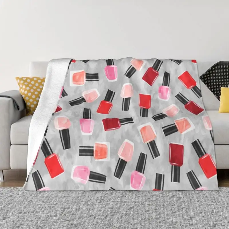 

Nail Polish Tech Blanket Fleece Spring Autumn Warm Flannel Red Gray Manicurist Throw Blankets for Sofa Home Bedroom Bedspread