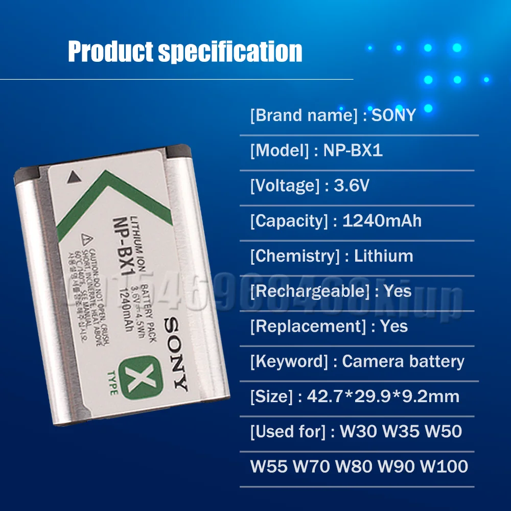 Аккумулятор для камеры SONY NP-BX1 NP BX1 NPBX1 3 6 В 1240 мАч литиевая батарея RX1 RX100 M3 M2 RX1R WX300