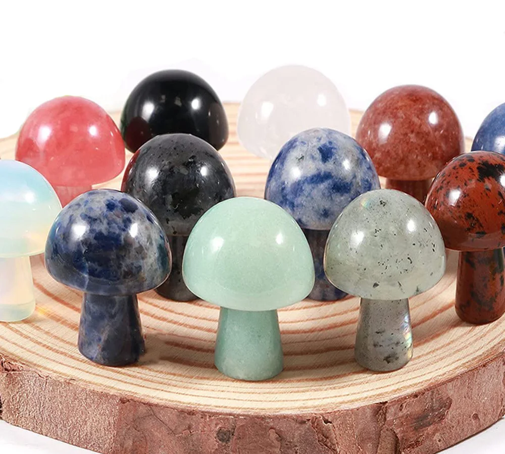

20MM Natural Rose Quartz Mushroom Crystals Stone Pendants Jewelry Making DIY Healing Crystals Home Decoration Gemstone Wholesale