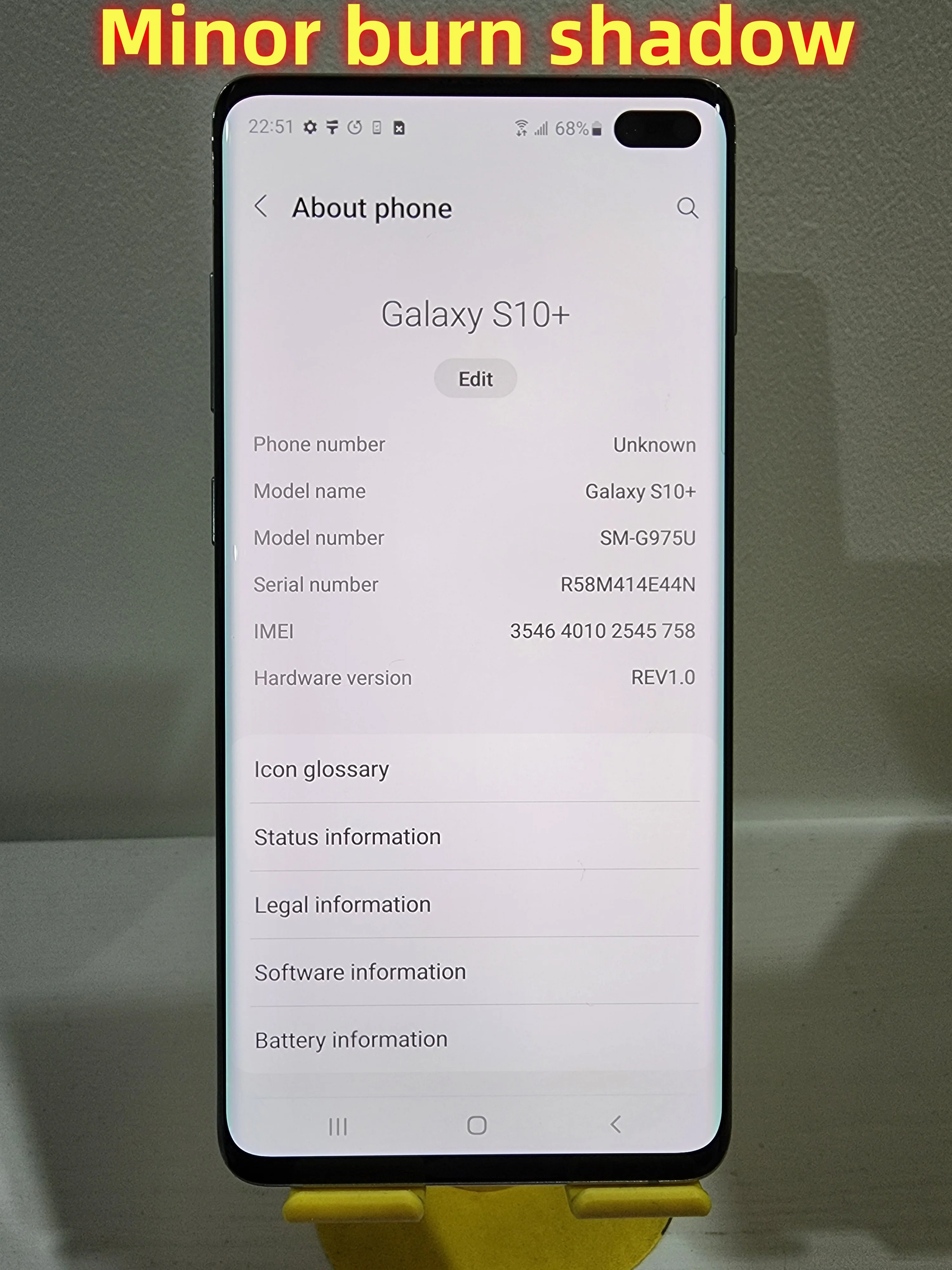 Фото Подходит для Samsung Galaxy S10 Plus S10+ G975U 128 ГБ ROM 8 ГБ RAM, восьмиядерный процессор, 6.4 дюйма, NFC, 4G, телефон с защитой от прожигания экрана и эффекта тени. №2