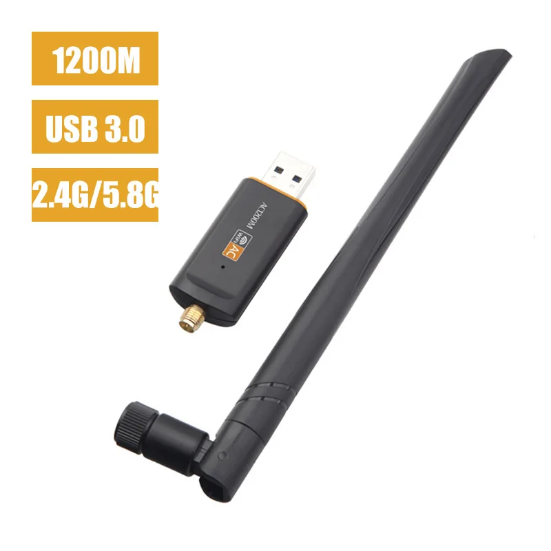 

1200 Мбит/с USB 3,0 Wifi адаптер Wi-Fi ключ приемник 5 ГГц Двухдиапазонная сетевая карта