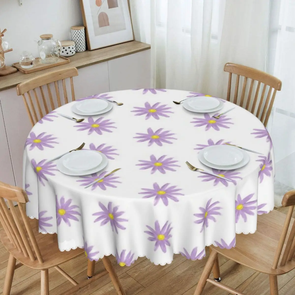 

Round Tablecloth Waterproof Table Cover Floral Printed Home Kitchen Dining Tablecloth Table Decor Supplies Indoor and Outdoor