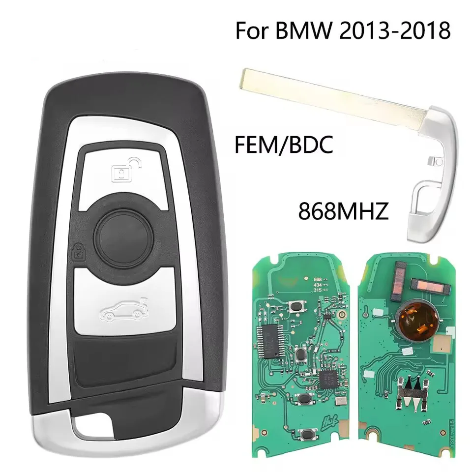 Фото Новый 3-кнопочный пульт дистанционного управления YW для BMW 5, 7 серий F-серии FEM/BDC, CAS4, CAS4+ 2012-2018, YGOHUF5662/YGOHUF5767, 315/433/868 МГц №3