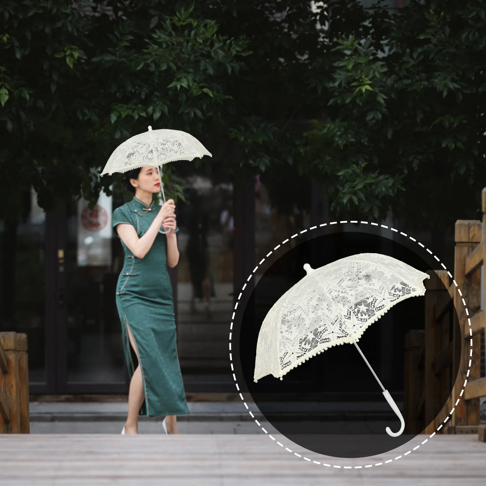 

Umbrella Lace Parasol Wedding Vintage Flower Party Bridal 1920S Bride Decorative Decoration Embroidery Sun Umbrellas Costume