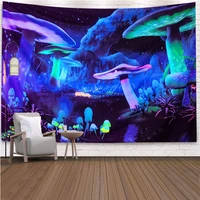 uv fluorescent tapestry washable boho psychedelic mushroom print home art decor multifunctional fashion tapestry