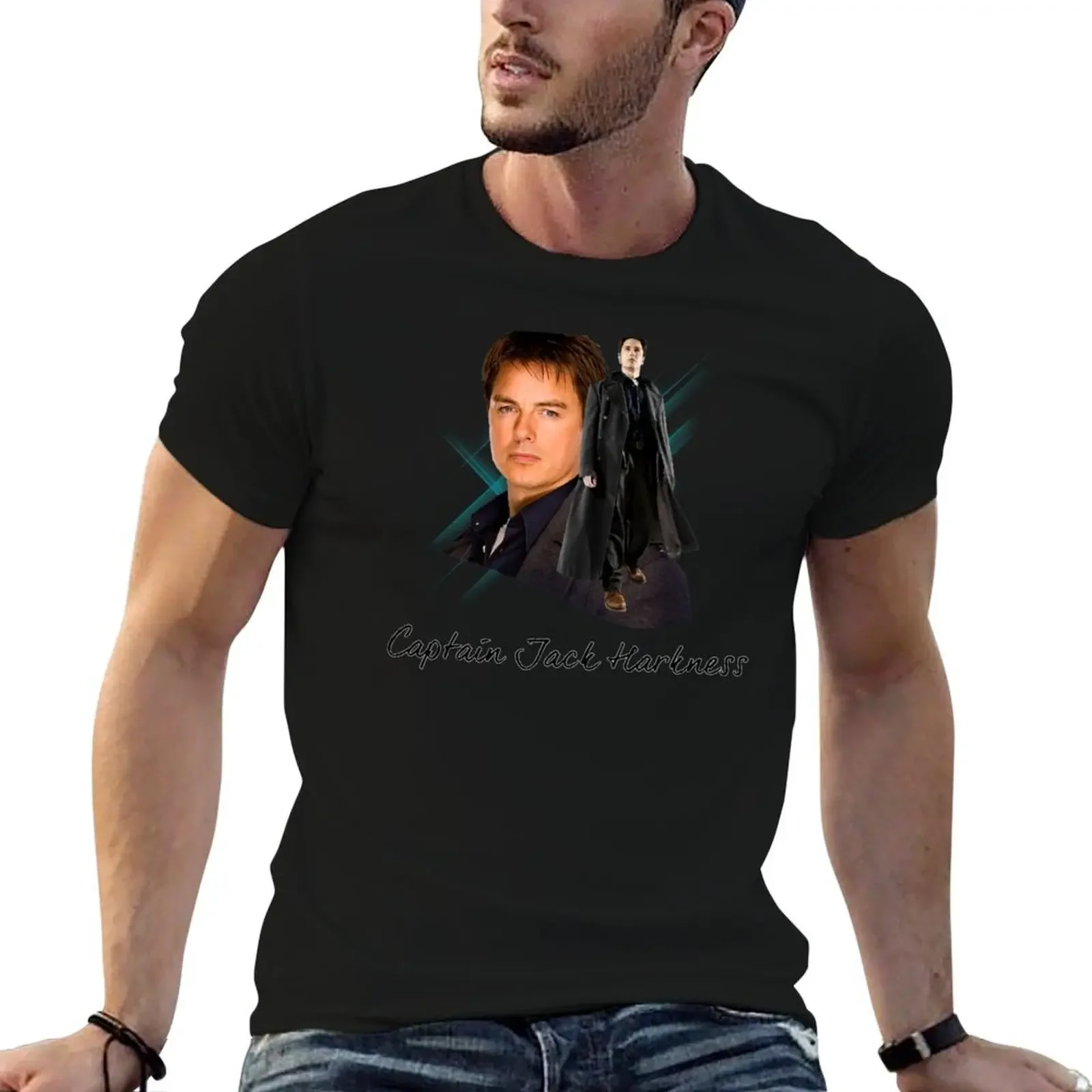 Фото Футболка Captain Jack Harkness с аниме-фигурками, футболка с короткими рукавами для мужчин №1