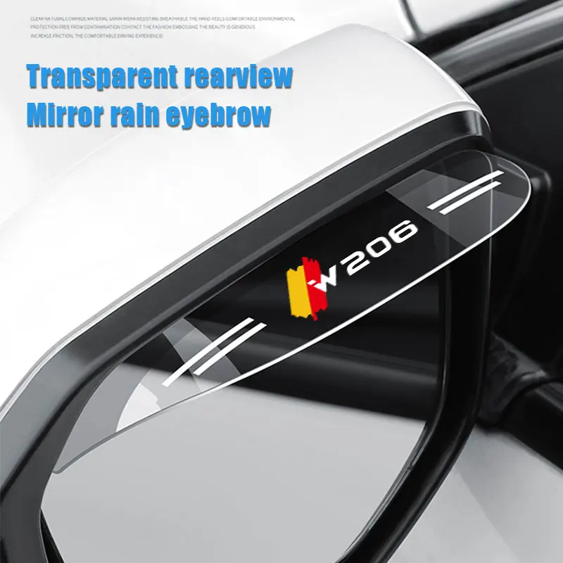 

2Pcs For Mercedes Benz W206 Flexible PVC Rearview Mirror Rain Shade Rainproof Blades Back Rain Eyebrow Cover Auto Accessories
