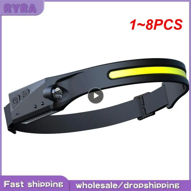 

1~8PCS Induction Headlamp Camping Search Light USB Rechargeable Headlight Led Head Torch Work Light With Built-in Battery