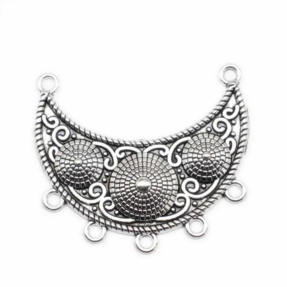 

Metal Moon Earring Connector Male Jewelry 47X41mm Antique Silver Color 2 Pieces