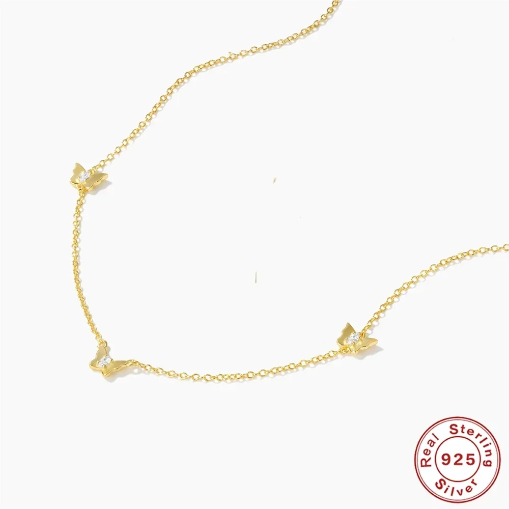 VAL ожерелье из стерлингового серебра 925 пробы с тремя бабочками для женщин