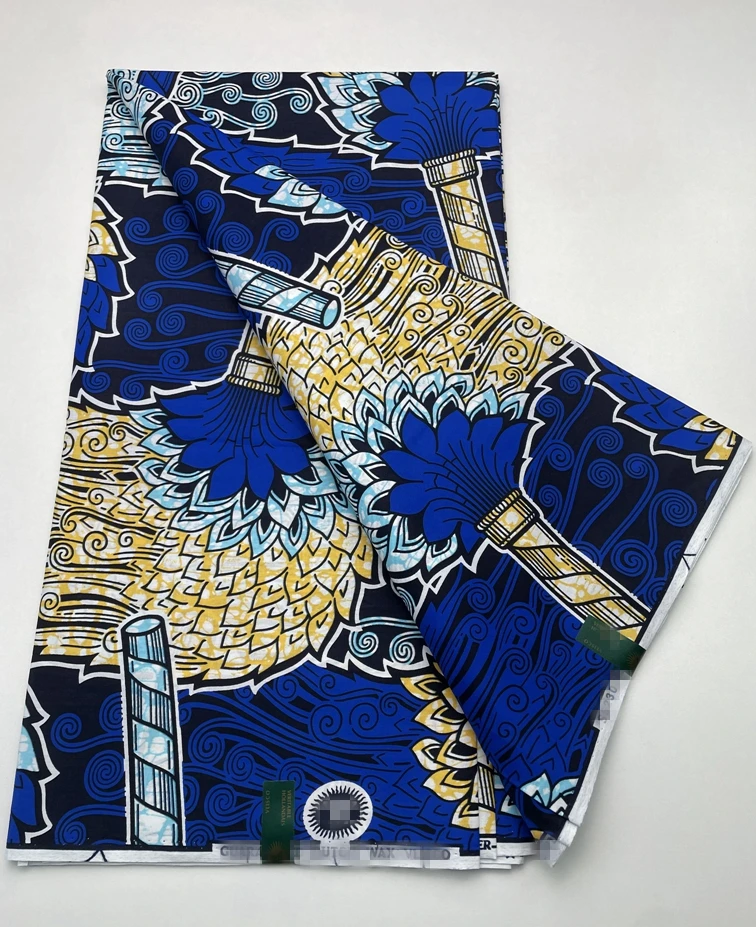 

2022 африканская ткань, воск с принтом Анкары, высокое качество, настоящий стиль, хлопчатобумажная ткань, свадебное платье, 6 ярдов, распродажа