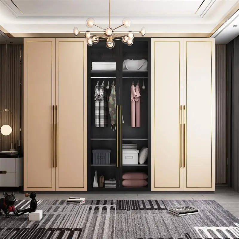 

Simple wardrobe Northern Europe light luxury flat opposite door tempered glass large wardrobe Modern bedroom storage cloakroom c