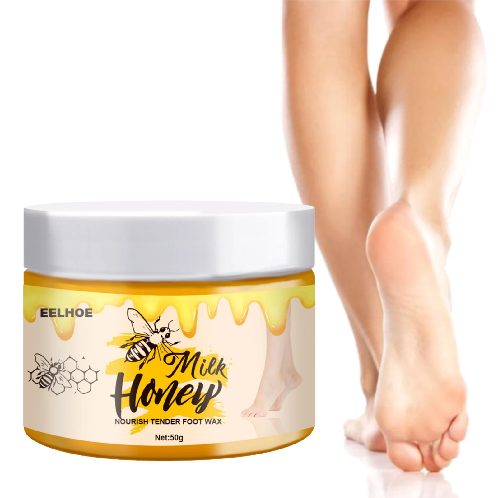 

Honey Foot Repair Cream Safe and Gentle Foot Wax Masque Hydrating Nourish Skin Foot Peel Masque for Crack Heels Dead Skin and