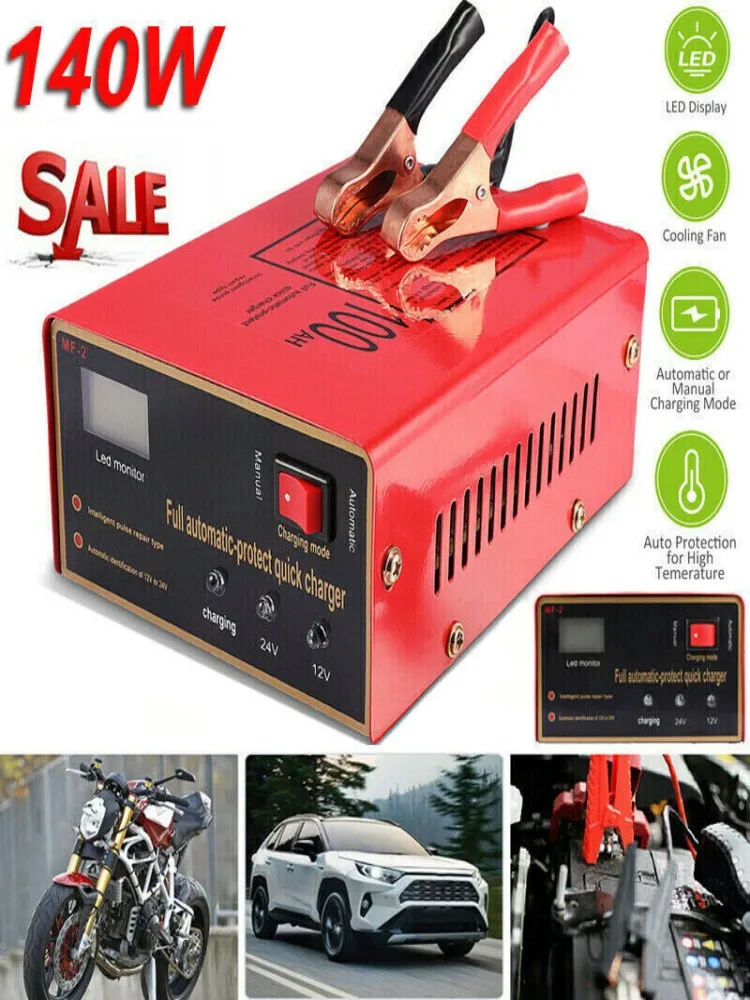 Battery Charger Motorcycle Battery Charger Smart Car Battery Charger For 12V or 24V Lead Acid Batteries and Lithium Batteries