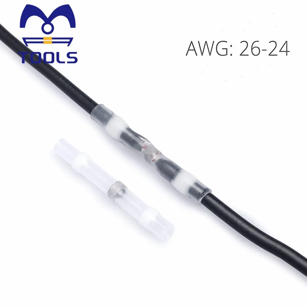 

100/300/500PCS Heat Shrinkable Wire Connectors Waterproof Sleeve AWG26 -24 Butt Electrical Splice Tinned Solder Seal Terminal
