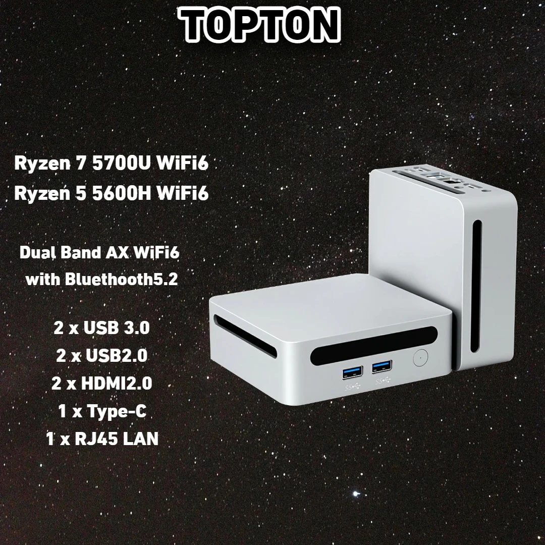 

2023 Новый AMD Мини ПК Ryzen7 7730U R5 5600H Windows 11 Pro 2xDDR4 2xnvme игровой настольный компьютер 3*8K дисплей HTPC WiFi6 BT5.2