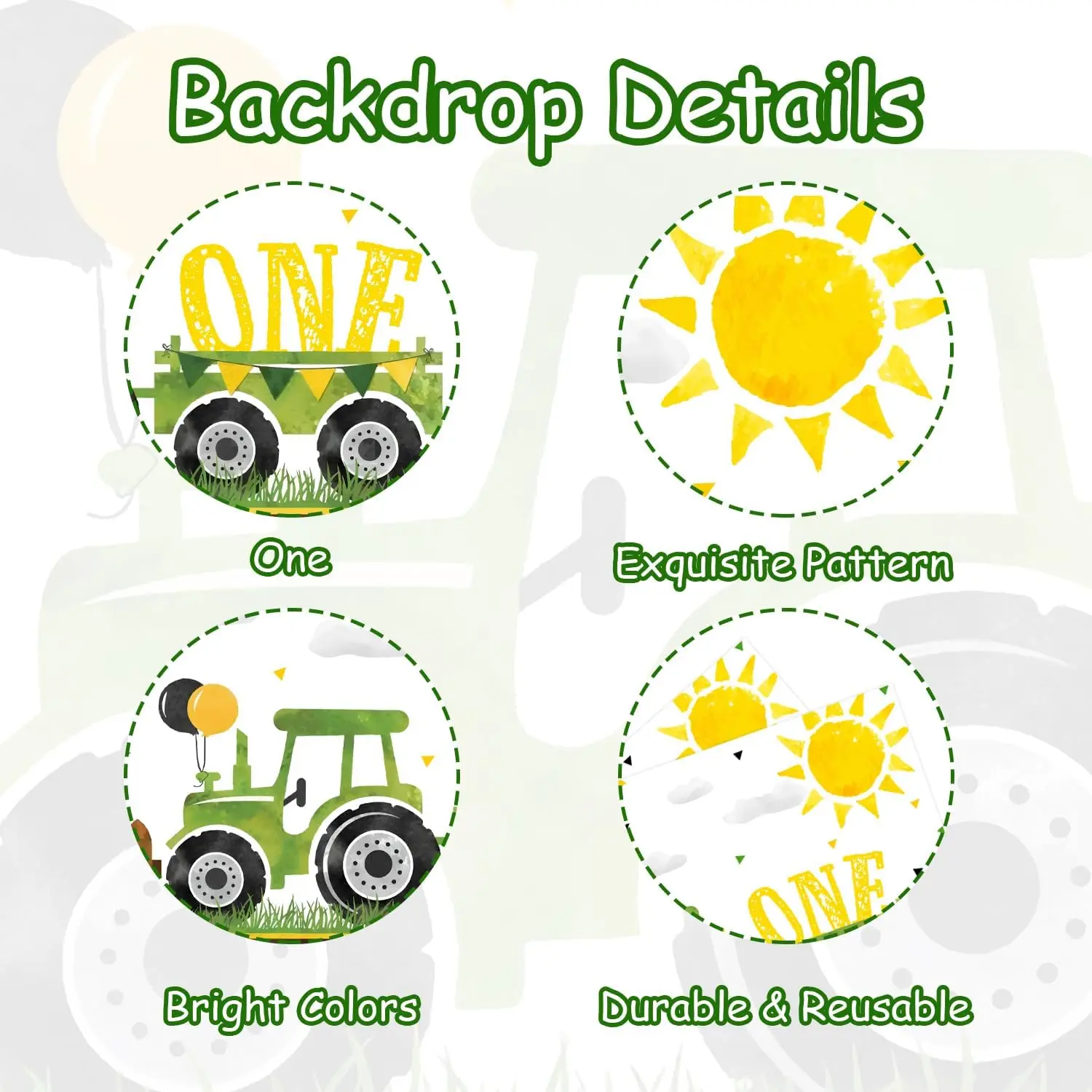 Фунмемуары ферма Зеленый Трактор 1-й День рождения баннер фотография Фон Ткань