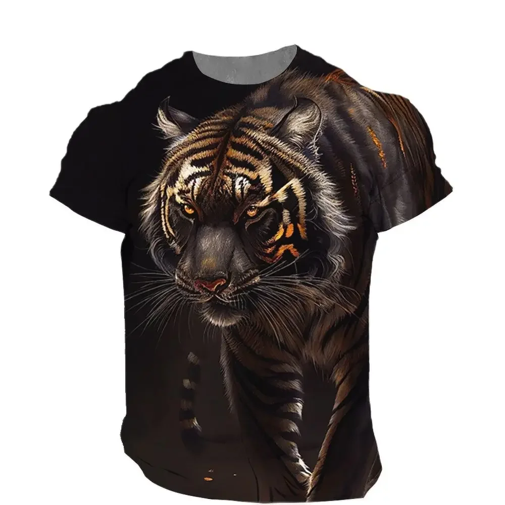 

2023 New Summer Fashion Cool Tiger graphic t shirts For Men Personality Casual Animal Pattern Printed O-neck streetwear t shirts