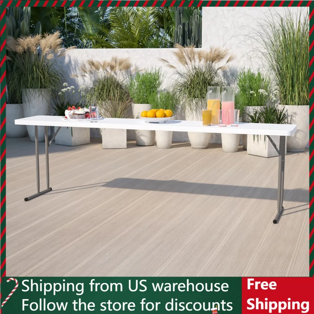 

8-футовый белый пластиковый складной тренировочный стол, бесплатная доставка, портативный складной стол, обеденные столы, мебель для комнаты и кухни