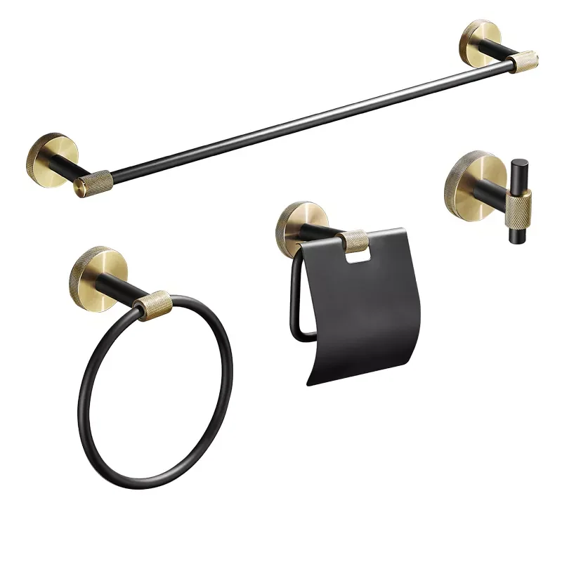 

Золотистый и черный держатель для полотенец, настенный держатель для полотенец из нержавеющей стали, набор аксессуаров для ванной комнаты, ...