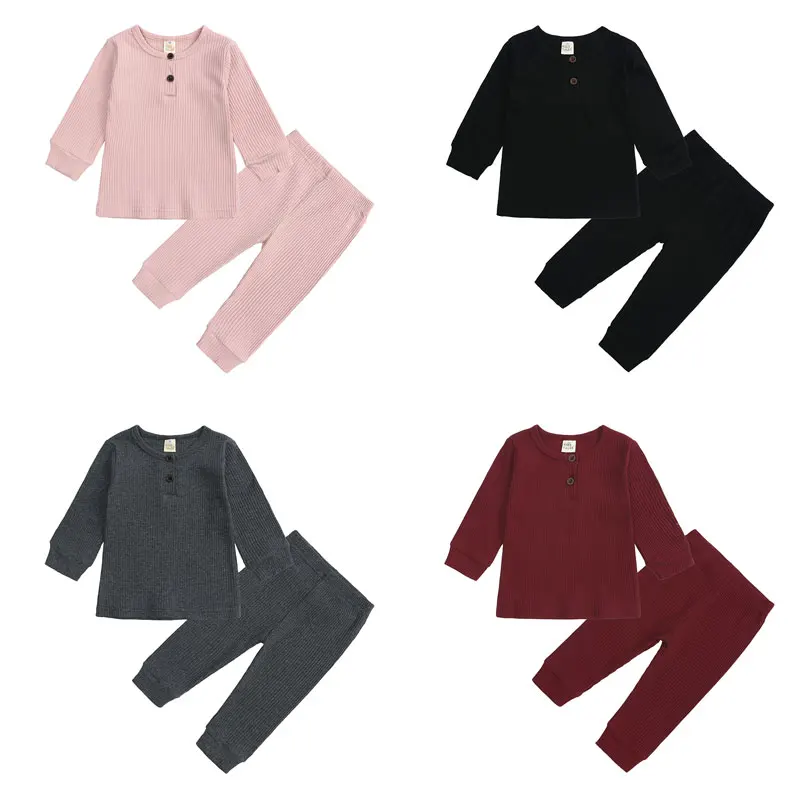 

9-24Months Baby Clothes Outfit Solid Color Baby Boy Clothes Spring Autumn Toddler Clothing Cotton Long Sleeve Tops+Pants