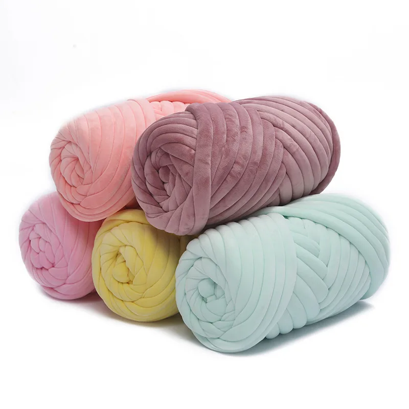 

43M Hand Knitting Woven Thread Basket Blanket Carpets Giant Yarn Velvet Thick Super Bulky Chunky Yarn DIY Arm Hand-knit Blanket