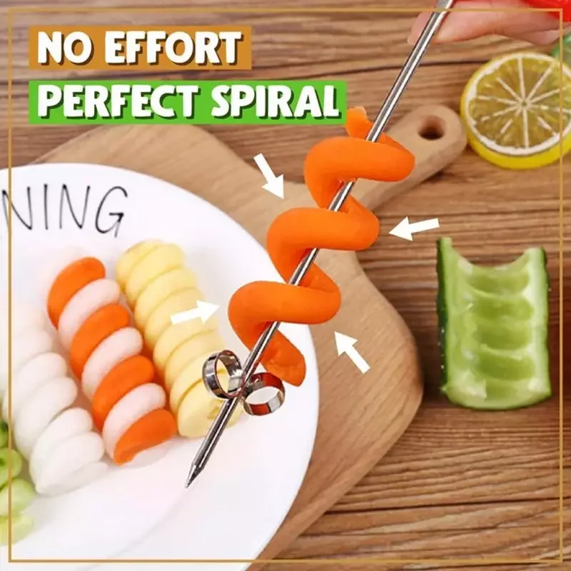 

2023New Spiral Knife Potato Carrot Cucumber Salad Stainless Steel Chopper Spiral Screw Slicer Cutter Spiralizer Kitchen Tools