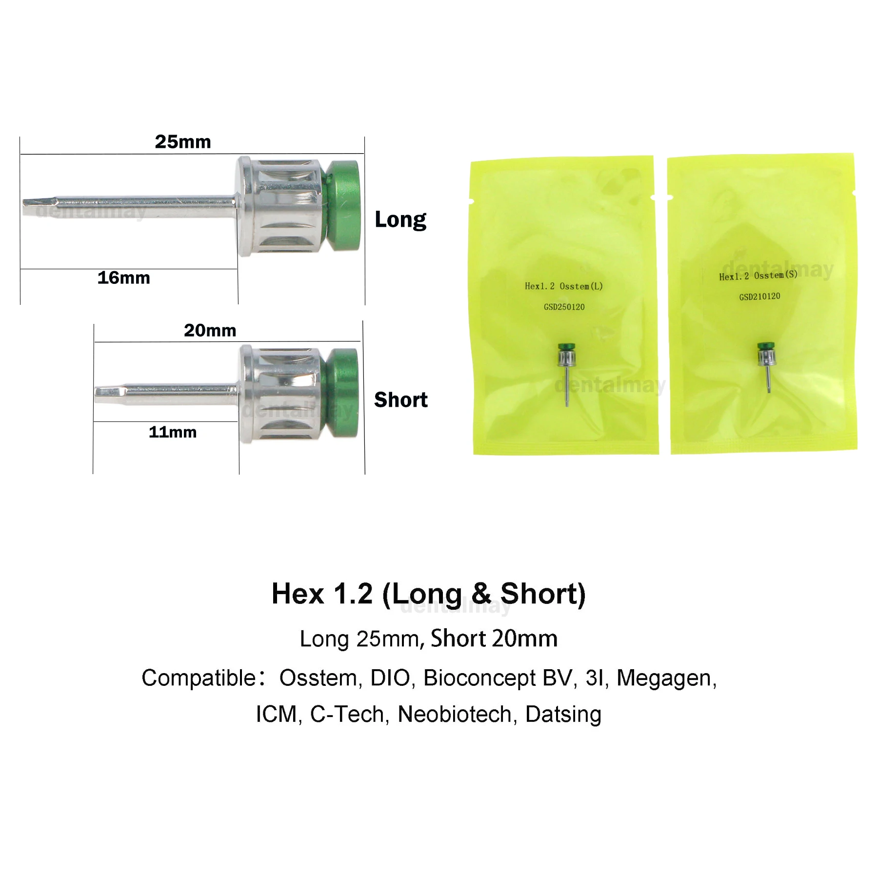 2 шт. драйверы для зубных имплантатов шестигранная 1 ручная отвертка короткая и