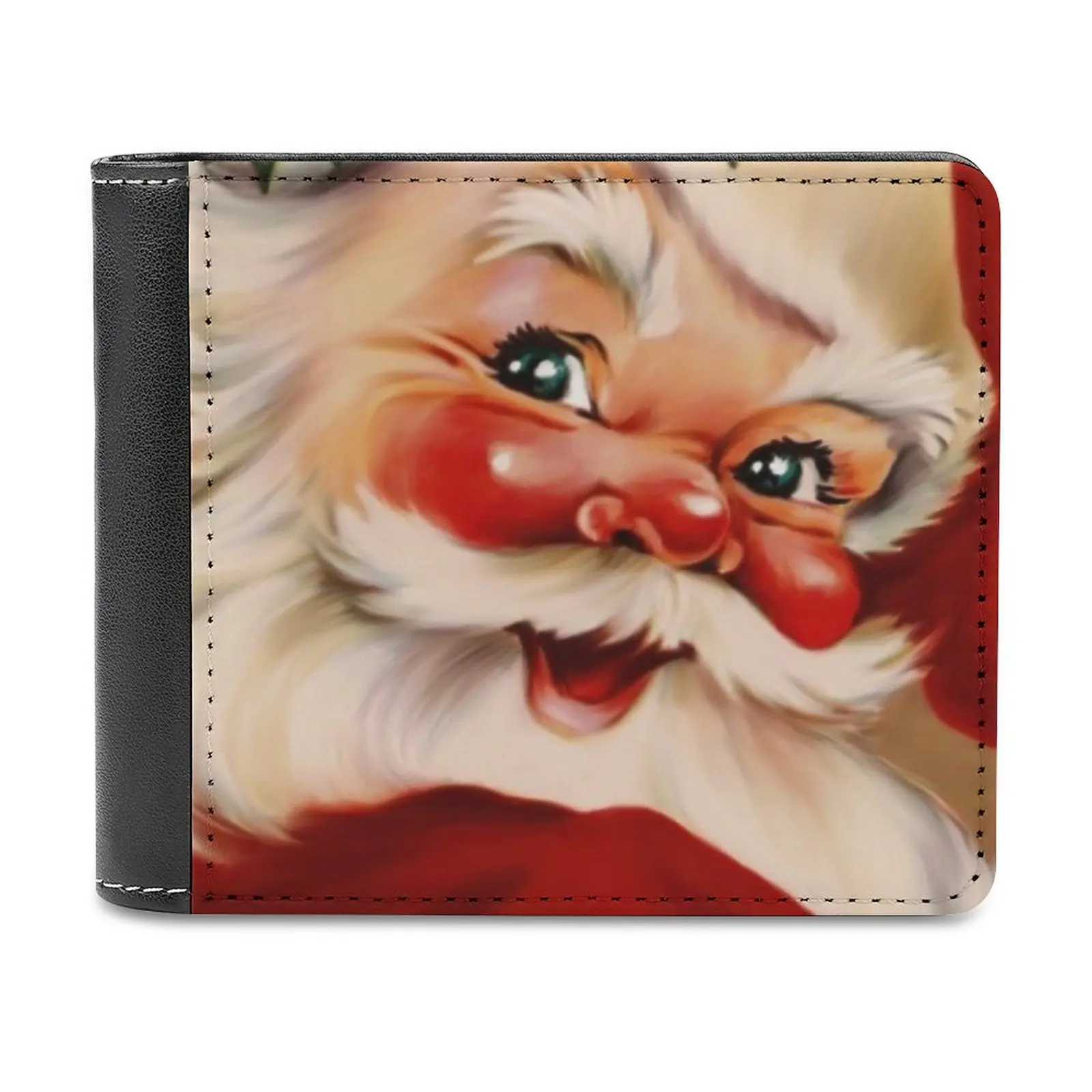 

Golden Vintage Santa Claus New Fashion Pu Leather Men's Wallet Women Purses Personalized Wallets Santa Claus Santa Christmas