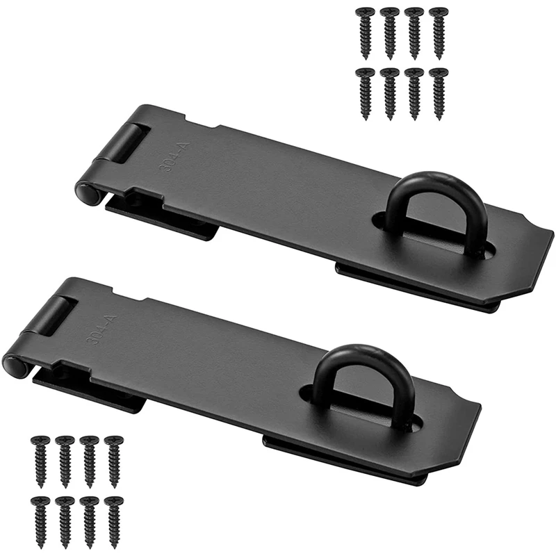 

2 Pack Door Hasp Latch Lock 5 Inch Stainless Steel Safety Packlock Clasp Thick Door Gate Lock Hasp With Screws