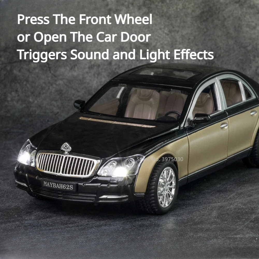 1:24 Maybach 62S Модель автомобиля Игрушечный сплав Литой под давлением Высокая