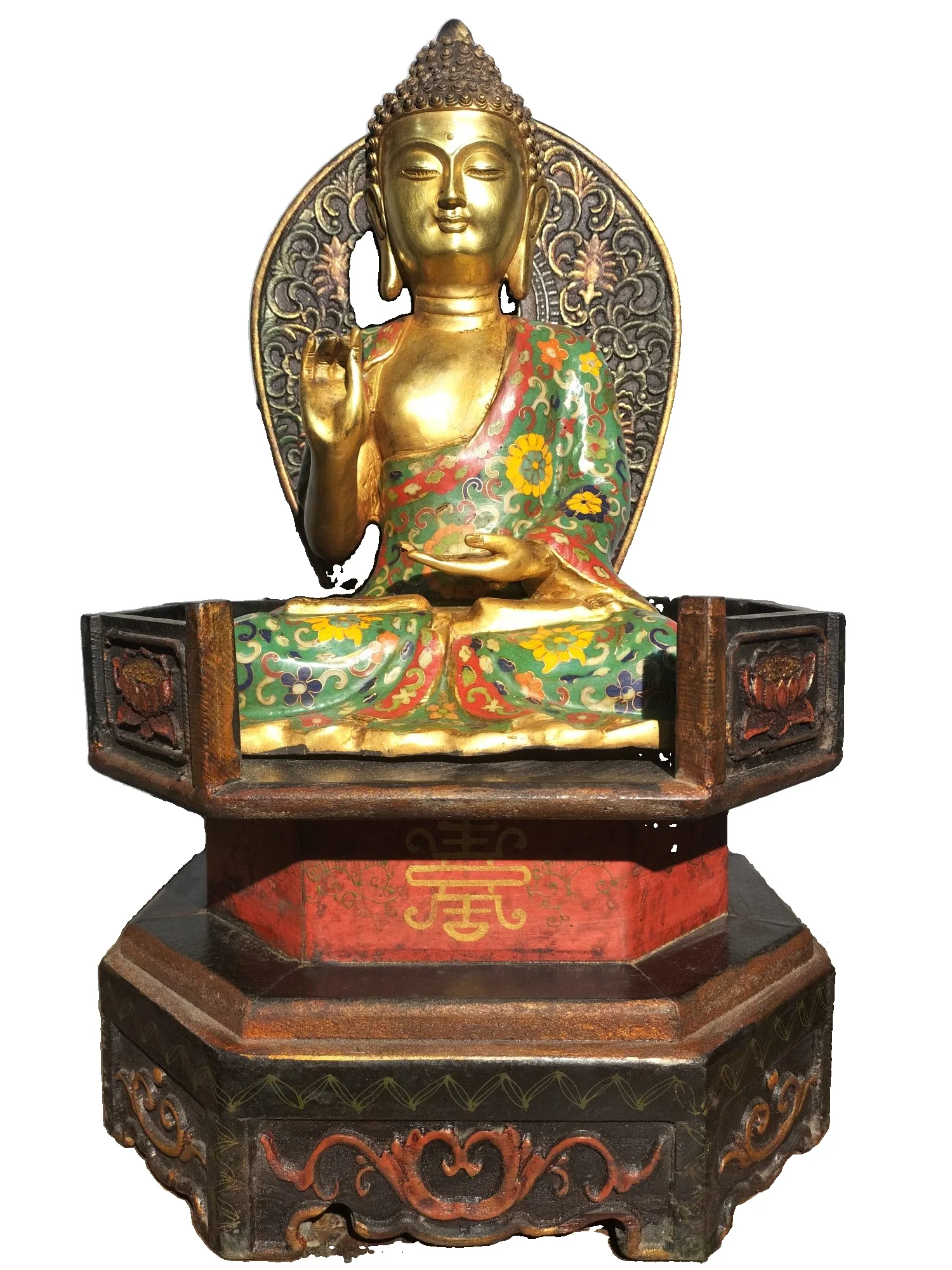 

Старый лакированный буддийский храм Моцарта содержит старые бронзовые шины Kaiguang перегородчатая синяя статуя Шакьямуни с залом Будды