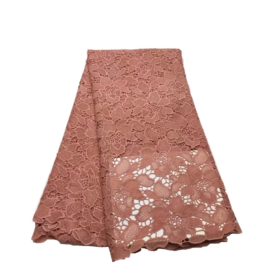 

Milk Silk Material Nigerian Embroidered Cord Lace Fabric for Wedding Dress African Guipure Lace Fabric for DIY Gown XJYG16