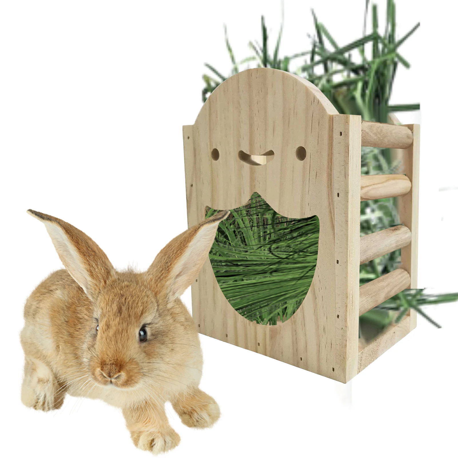 

Wooden Hay Feeder Small Animals Hay Feeder Storage For Minimizing Waste And Mess Pet-Self Feeding Hay Manage Minimize Waste And
