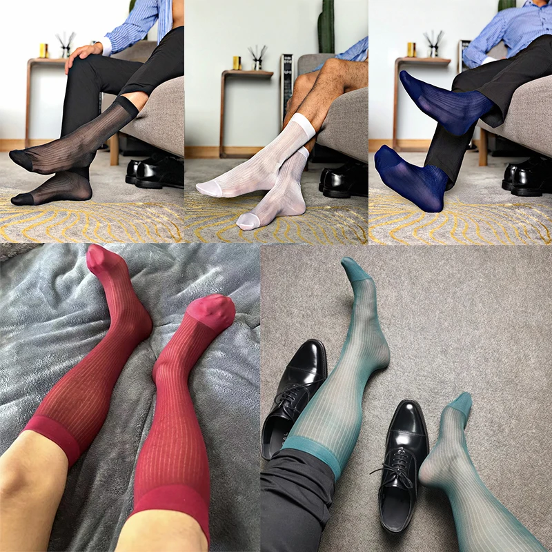 Men Formal Dress Sheer Sex Game Socks Men Nylon Bdsm Slave F