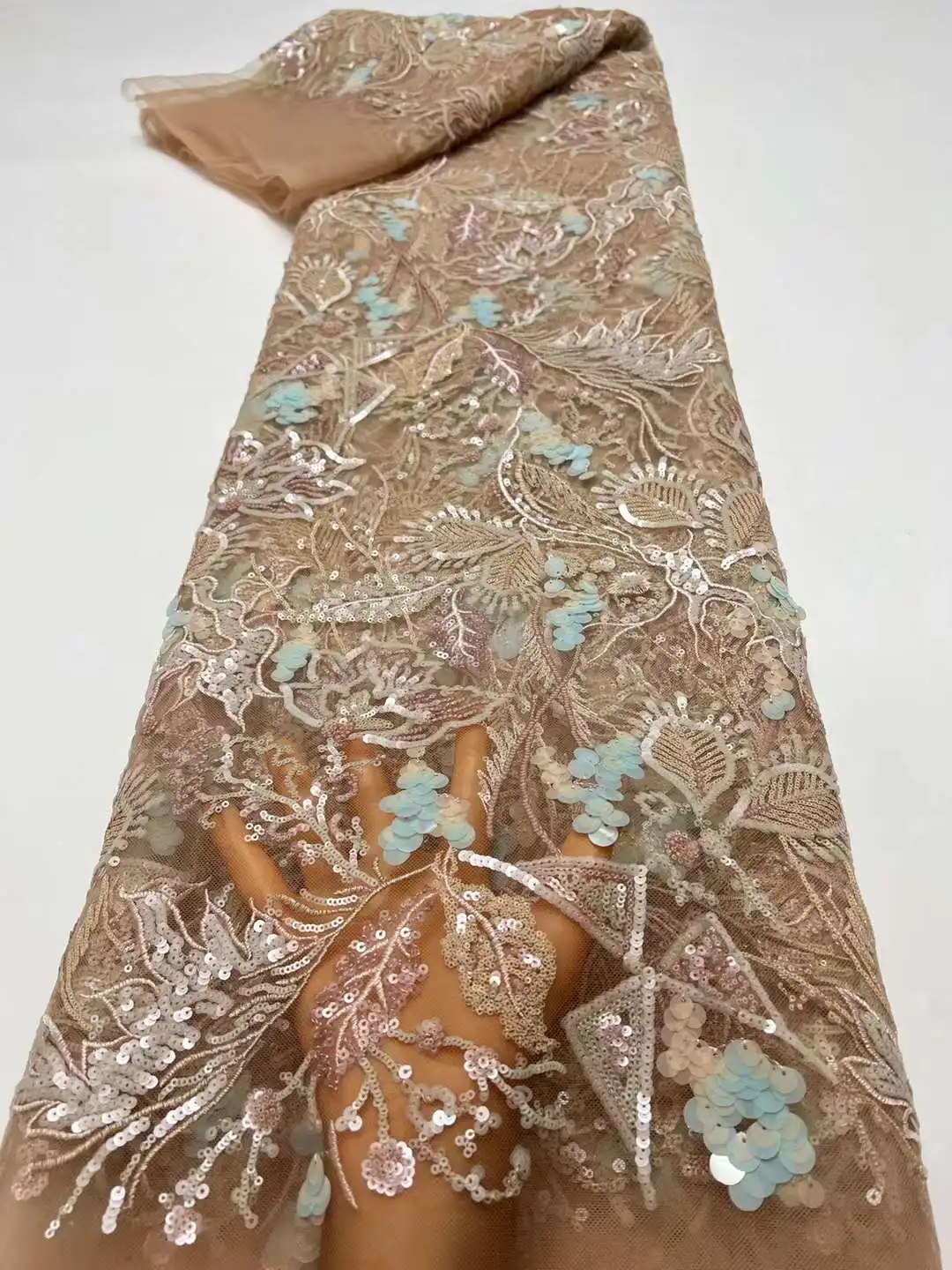 Африканская кружевная ткань 2024 блесток вышивка в нигерийском стиле для невесты