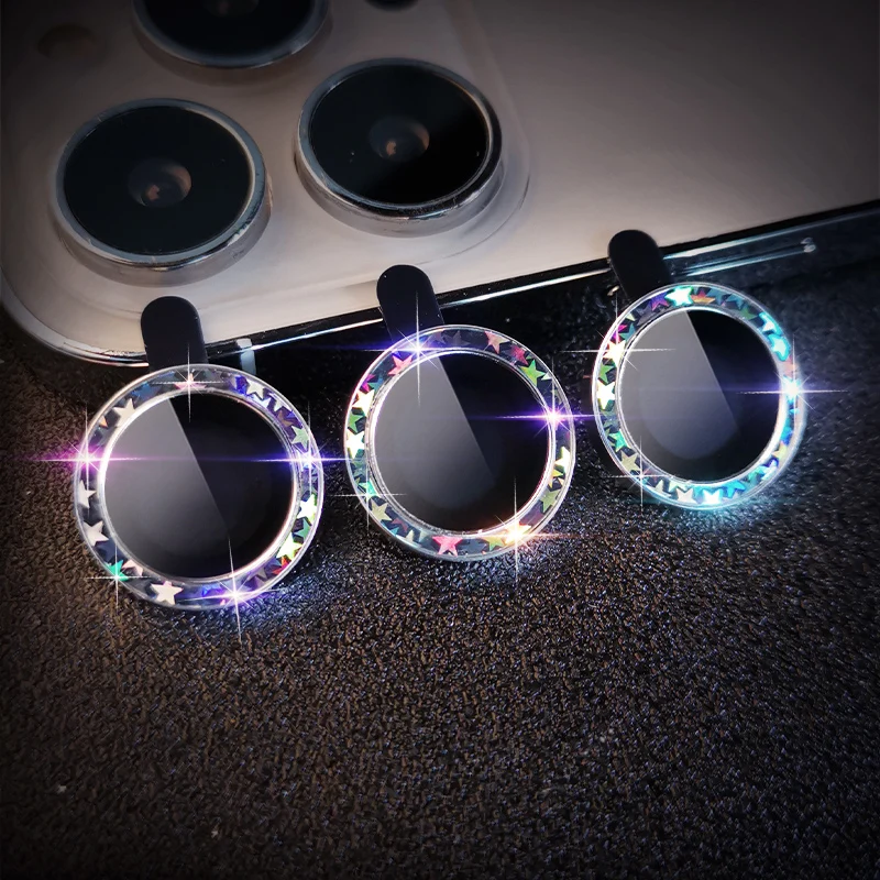 

Colorful Star Sequin Mirror Camera Lens Cover Glass For IPhone 13 Pro Max Camera Screen Protector for IPhone 13 Protective Glass