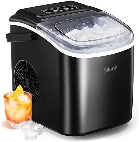 

Countertop Ice Maker, Portable Ice Makers Machine 9 Cubes Ready in 6 Mins, 26lbs in 24Hrs, Self-Cleaning Ice Machine with Ice Sc