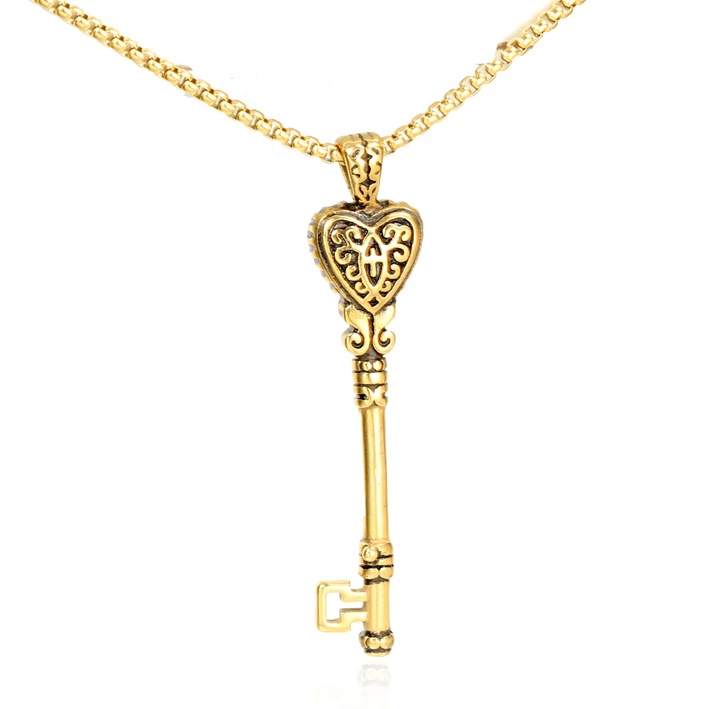 

Stainless Steel Gothic Gothic Antique Silver Color Key Necklace Pendant Witch Jewelry Pagan Gifts