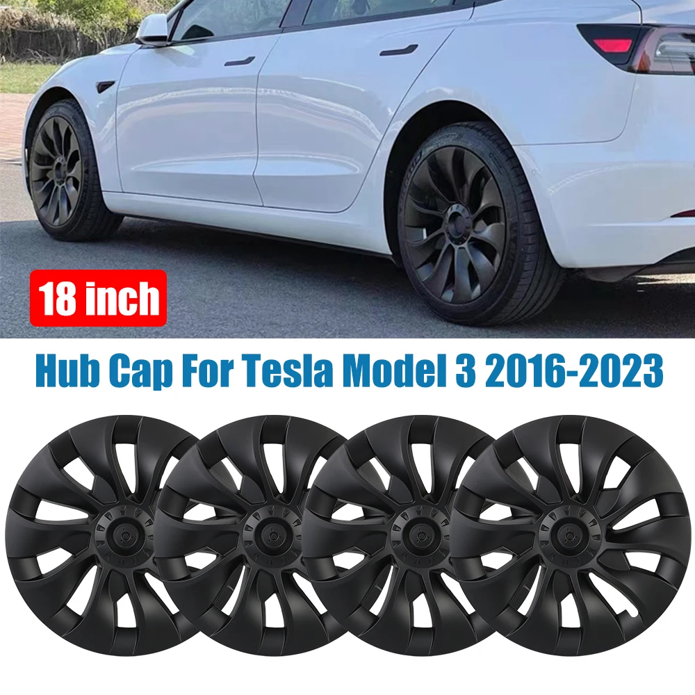 

18 Inch Replacement Wheel Cap Kit Hub Cap Full Cover Car Accessories Automobile Hubcap 4PCS For Tesla Model 3 2016-2023